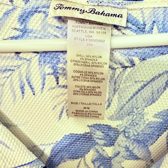 🌺 Tommy Bahama Blue & White Tropical Bell Sleeve Dress (M) - Picture 2 of 3